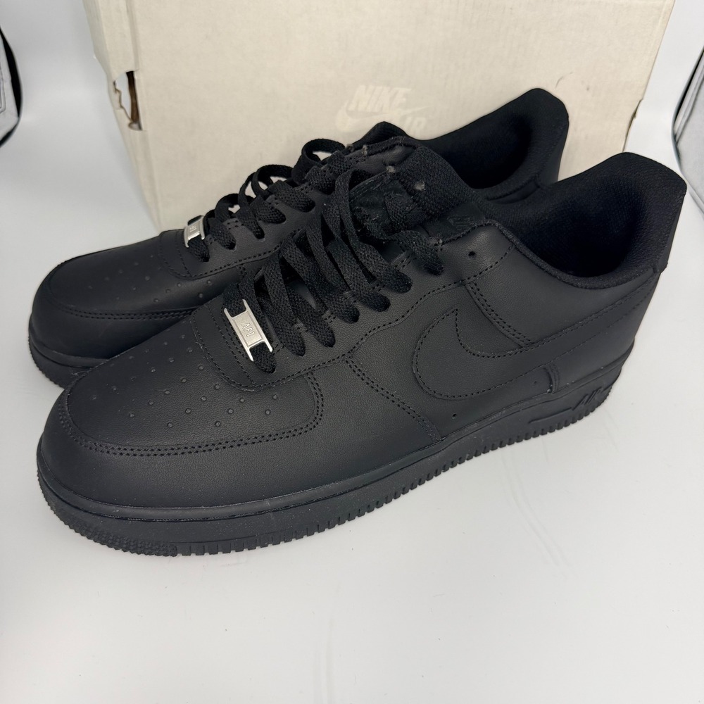 Nike Air Force 1 07 Low Triple Black Mens Sneakers 315122-001 Size 12.5